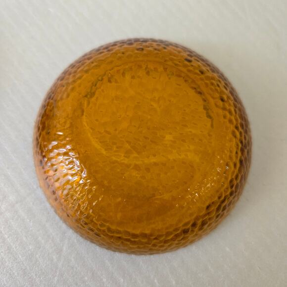 Vintage Amber Glass Dishes Set of 2 3.75" Diameter Textured Finish - Picture 5 of 10